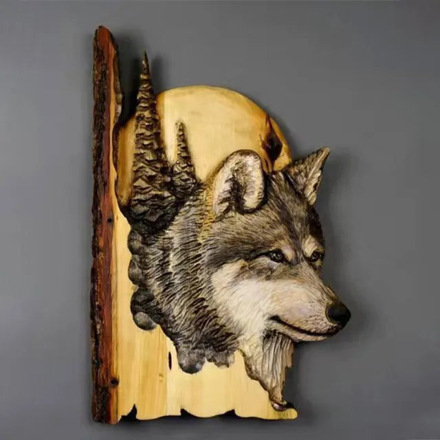 WildCraft - Wandkunst mit geschnitzten Tieren aus Holz für Rustikale Wohnkultur