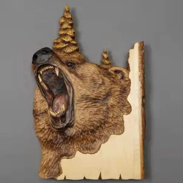 WildCraft - Wandkunst mit geschnitzten Tieren aus Holz für Rustikale Wohnkultur