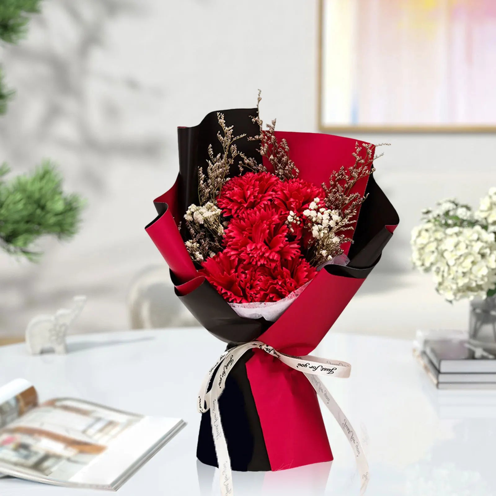 Künstlicher Seifenblumenstrauß