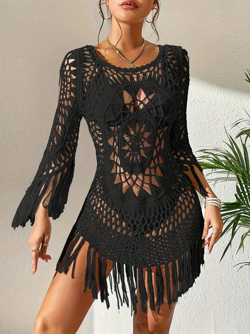 Melody - Boho-Stil langärmlige Bikinibedeckung