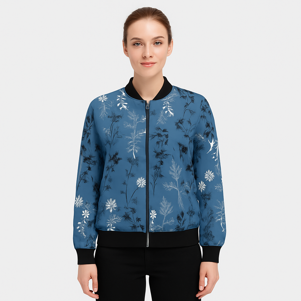 Blouson aviator mit Blumenmuster Clotilde – Leichte Damenjacke mit Druck