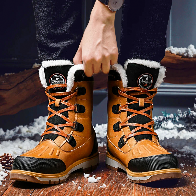 Steven - Wärmende Winterstiefel aus Kunstleder mit Kunstfellfutter