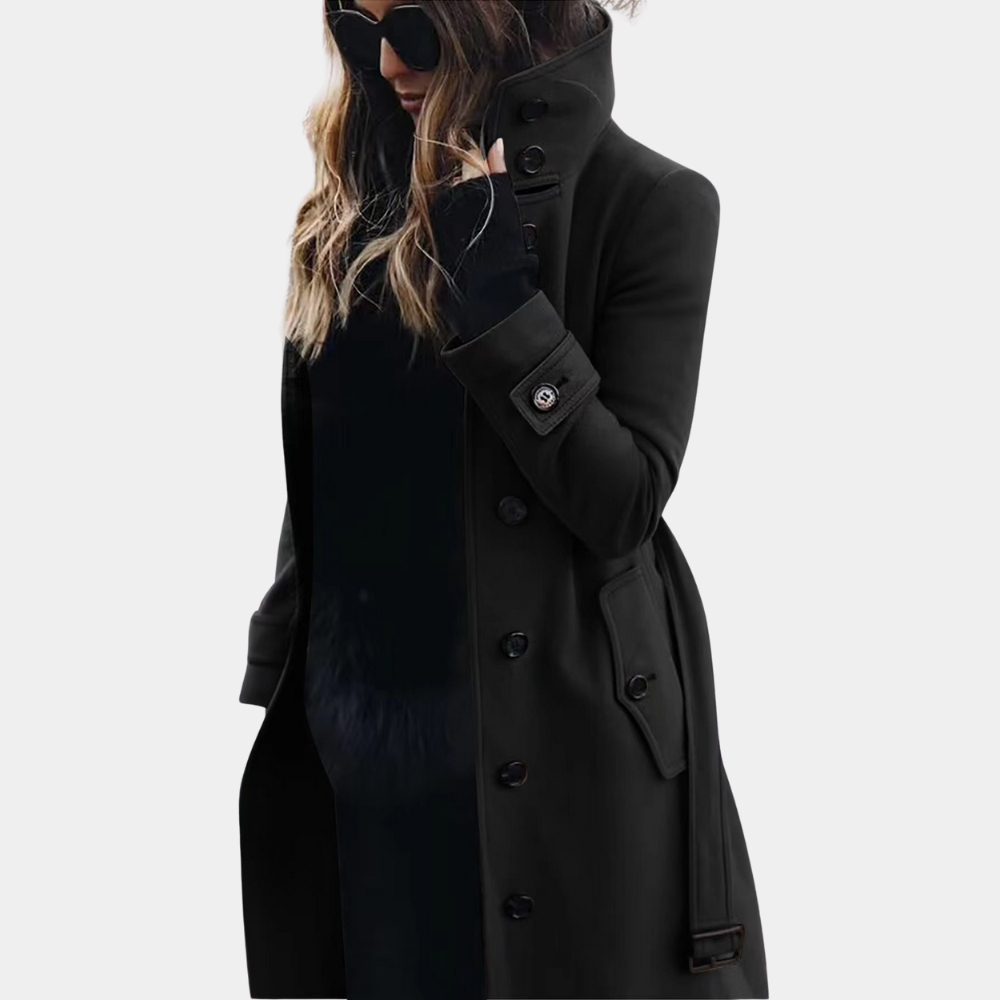 Harper - Langärmliger, knöpfbarer Gürtel-Trenchcoat