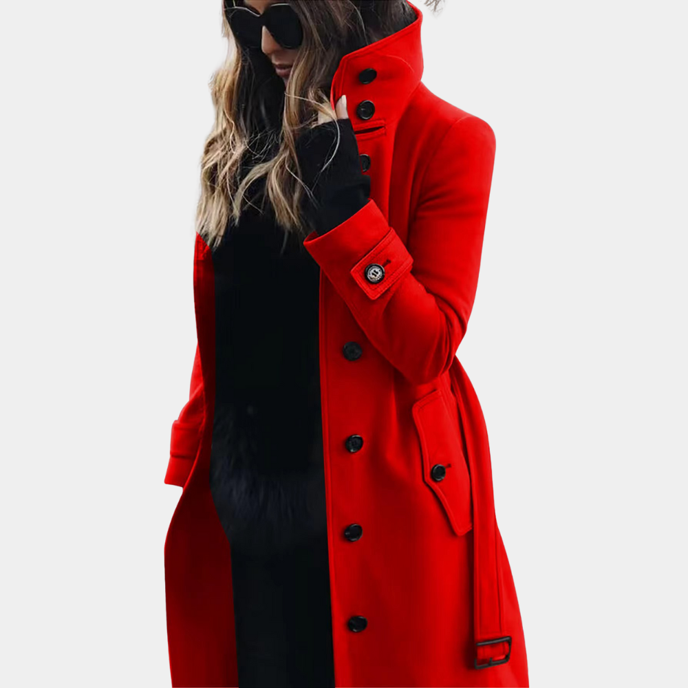 Harper - Langärmliger, knöpfbarer Gürtel-Trenchcoat