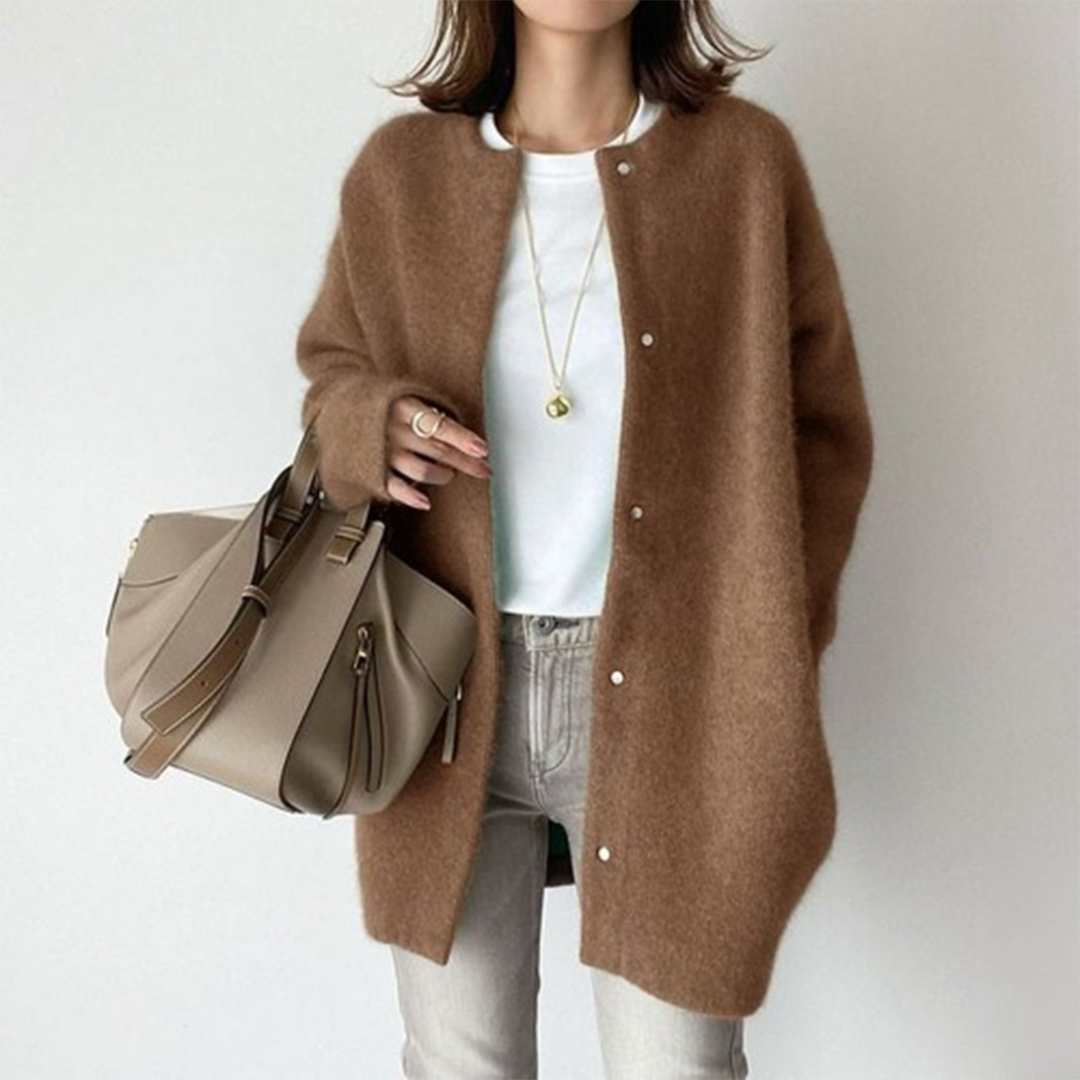 Sofia Elegante Langarm-Cardigan mit Taschen