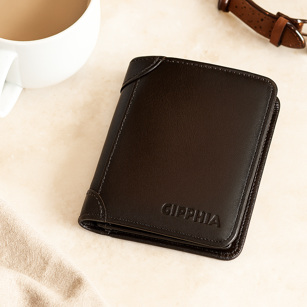 Vintage RFID Ledergeldbörse – Kurzes Bifold mit Ausweis- und Kartenhalter