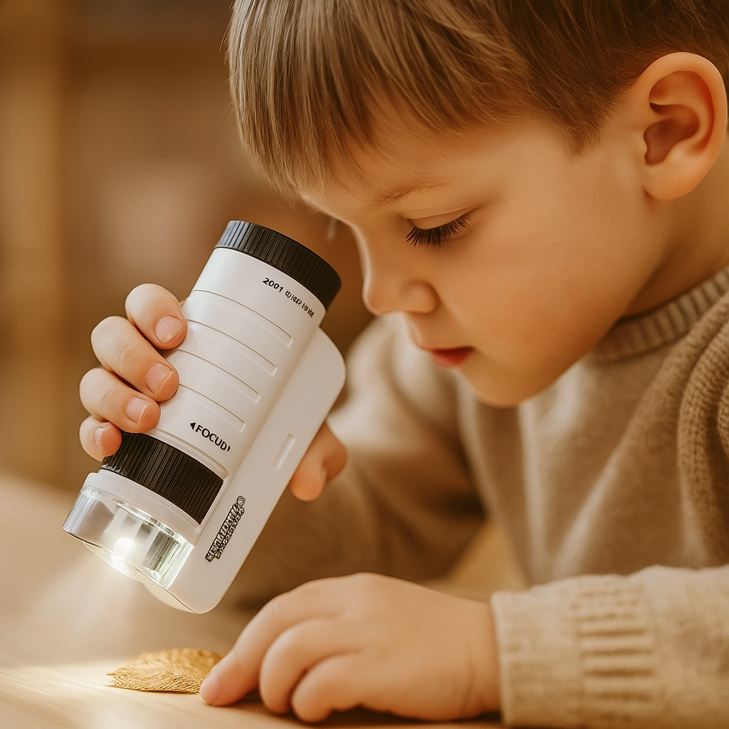 LED-Minimikroskop für Kinder – 60x–200x Hand-Wissenschafts-Explorer für Outdoor-Spaß