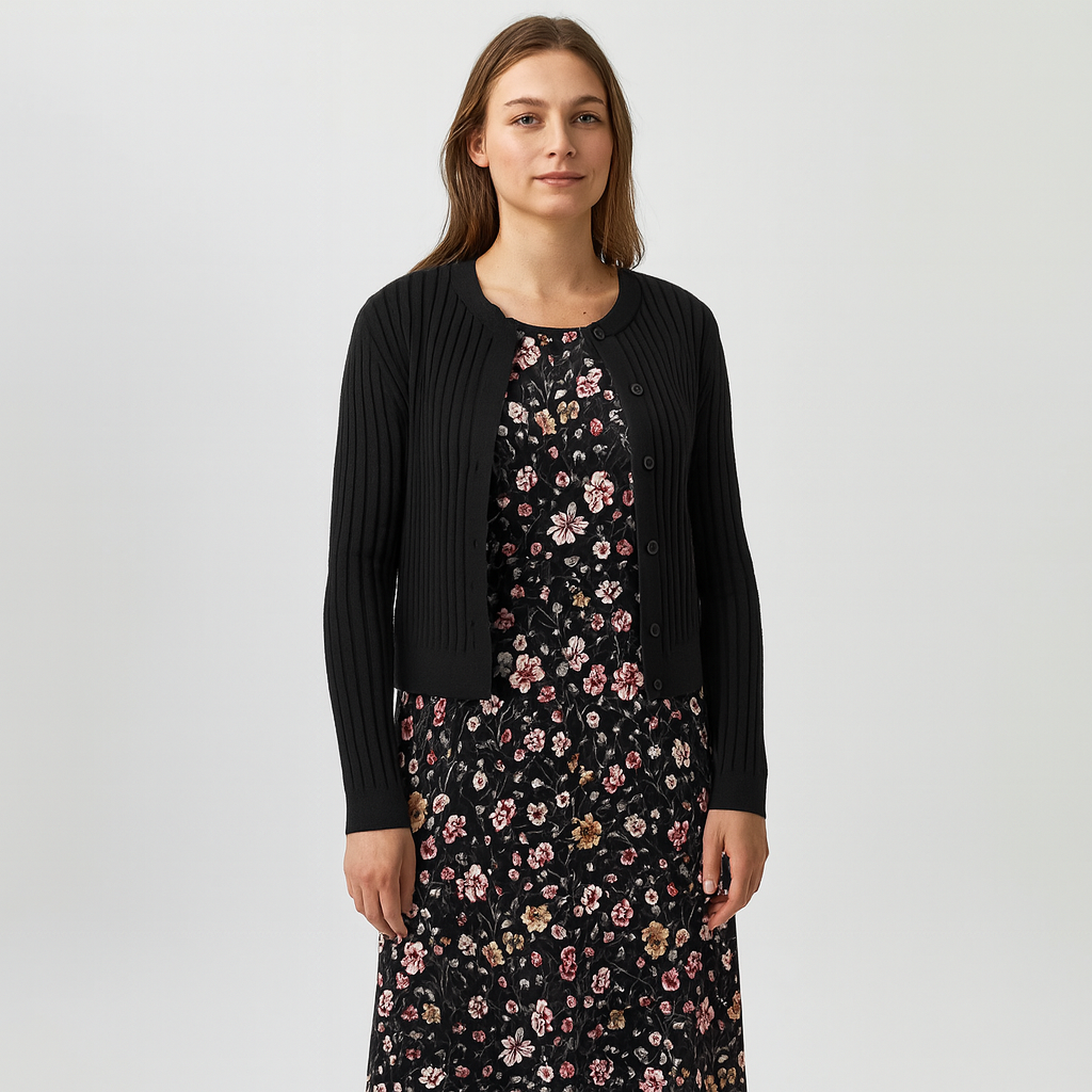 Elegantes Satinkleid - Stricktop-Kombinationsset