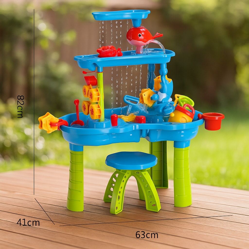 AquaAdventure - Sansevandsbord mit Wasserfall für Outdoor-Spiel