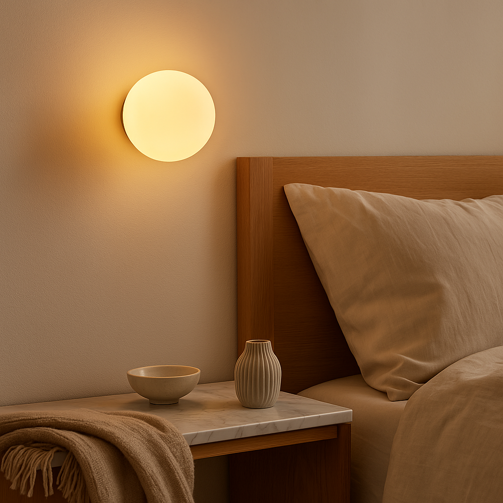 LumaGlow – Moderne Wandleuchte mit mattem Glas-Schirm und eleganter Basis