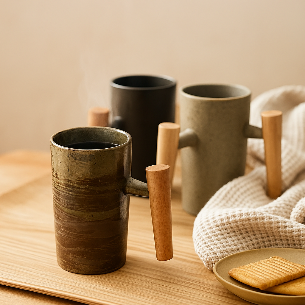 StillSip – Japanisch-inspirierter erdohfarbener Becher mit handgefertigtem Look