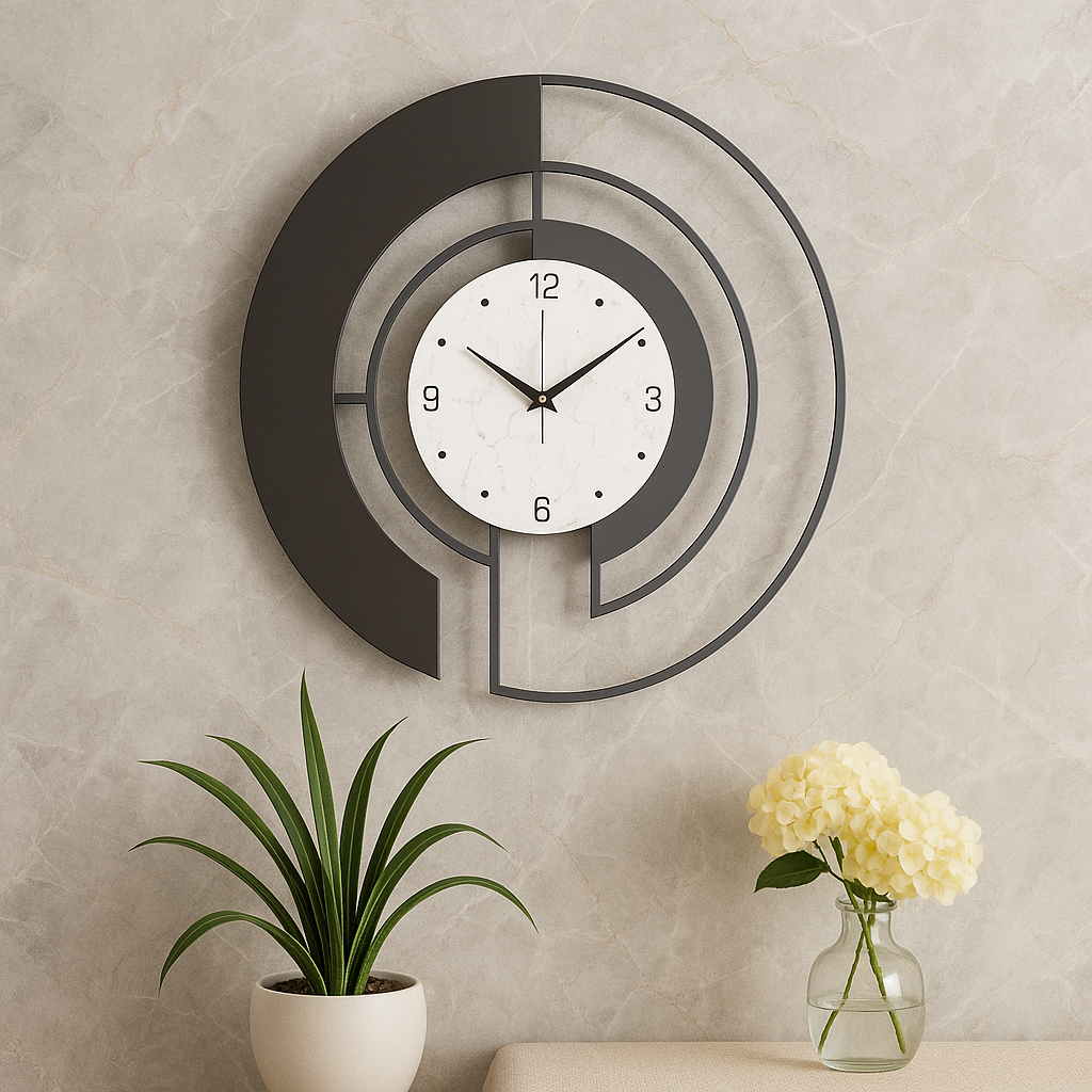 SerenityTick – Leises geometrisches Wanduhr mit ruhigem Lauf für friedliche Räume