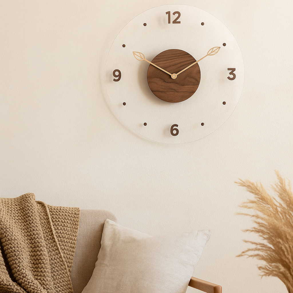 QuietWood – Minimalistische, geräuschlose Wanduhr mit schlichtem Design für jeden Raum