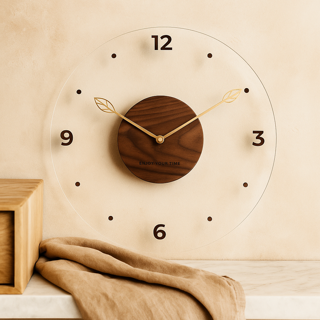 QuietWood – Minimalistische, geräuschlose Wanduhr mit schlichtem Design für jeden Raum