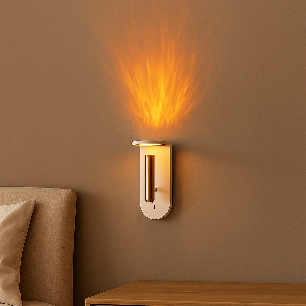 NordiFlame – Einstellbare nordische LED-Wandleuchte mit Flammeneffekt