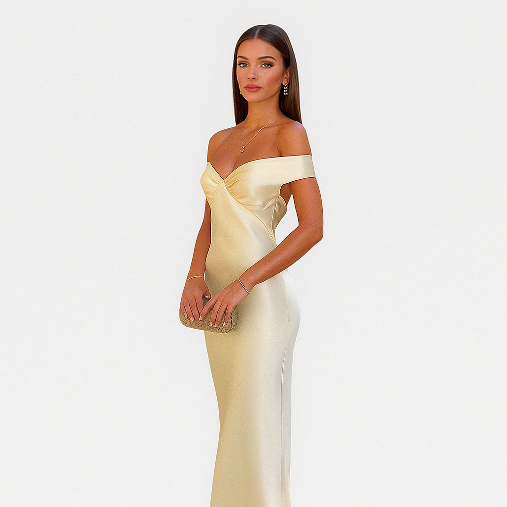 Marcelline – Schulterfreie Abendkleid aus Satin