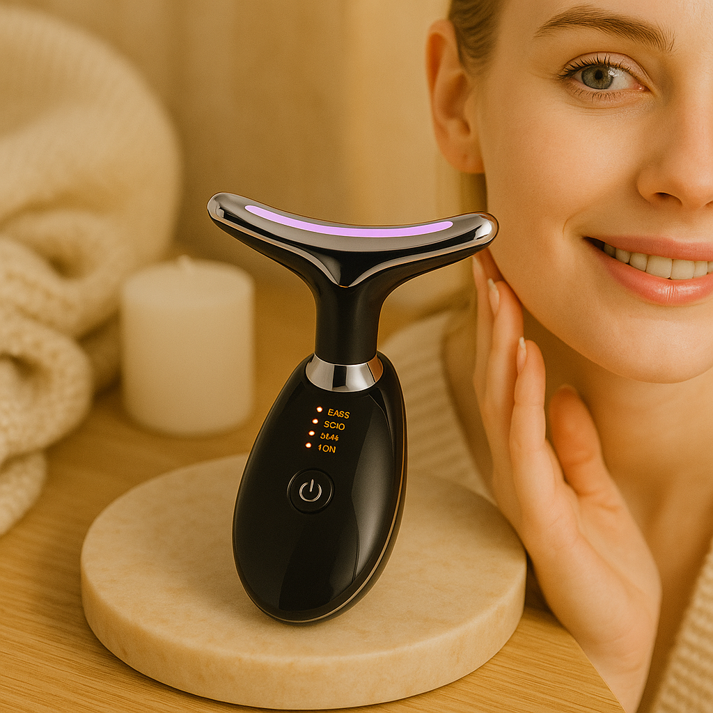 GlowLift – Anti-Falten Gesichtsstraffungs-Massagegerät mit LED-Lichttherapie für Gesicht und Hals