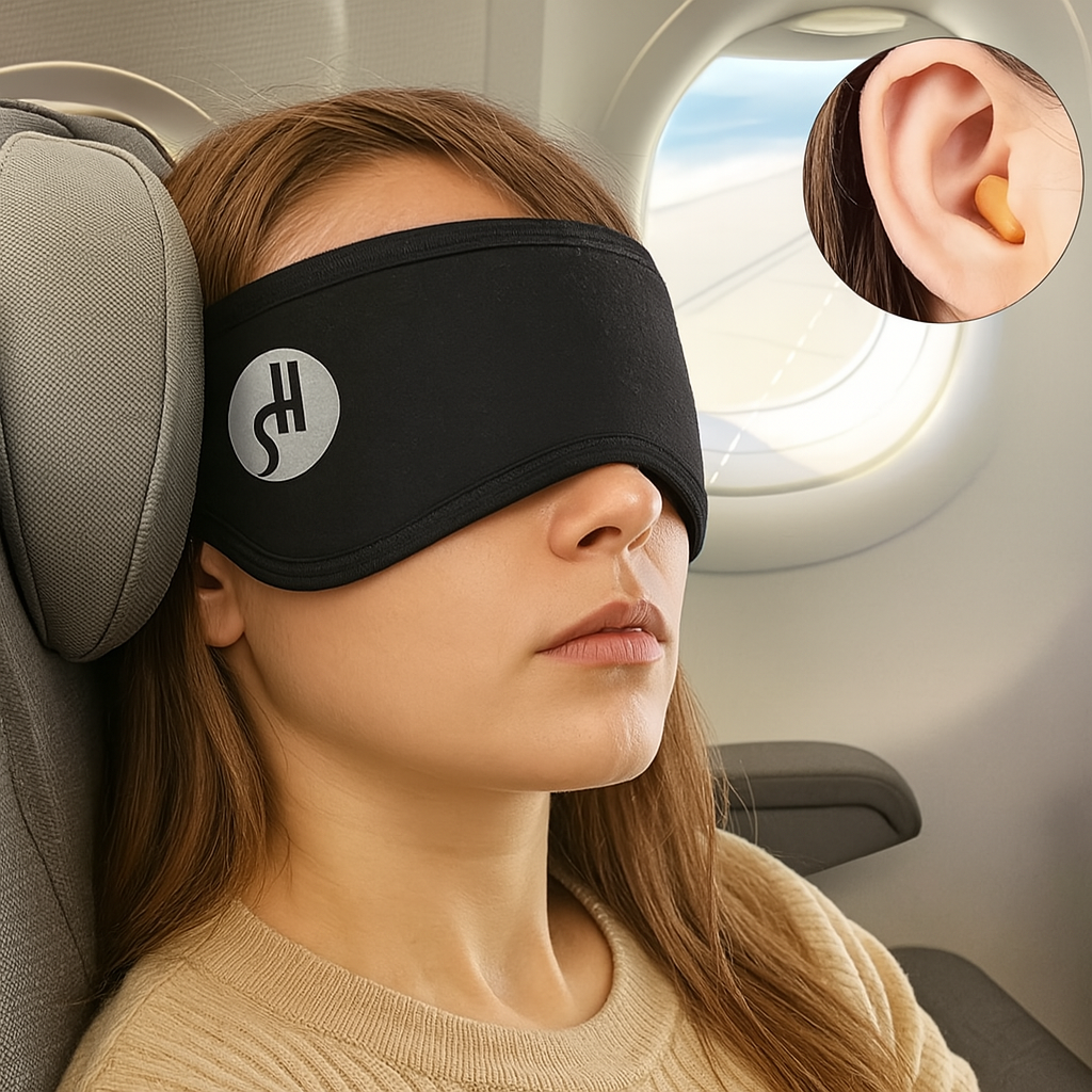 DeepSleep – Schlafmaske mit Ohrschutz & Ohrstöpseln – Für ungestörte Ruhe überall