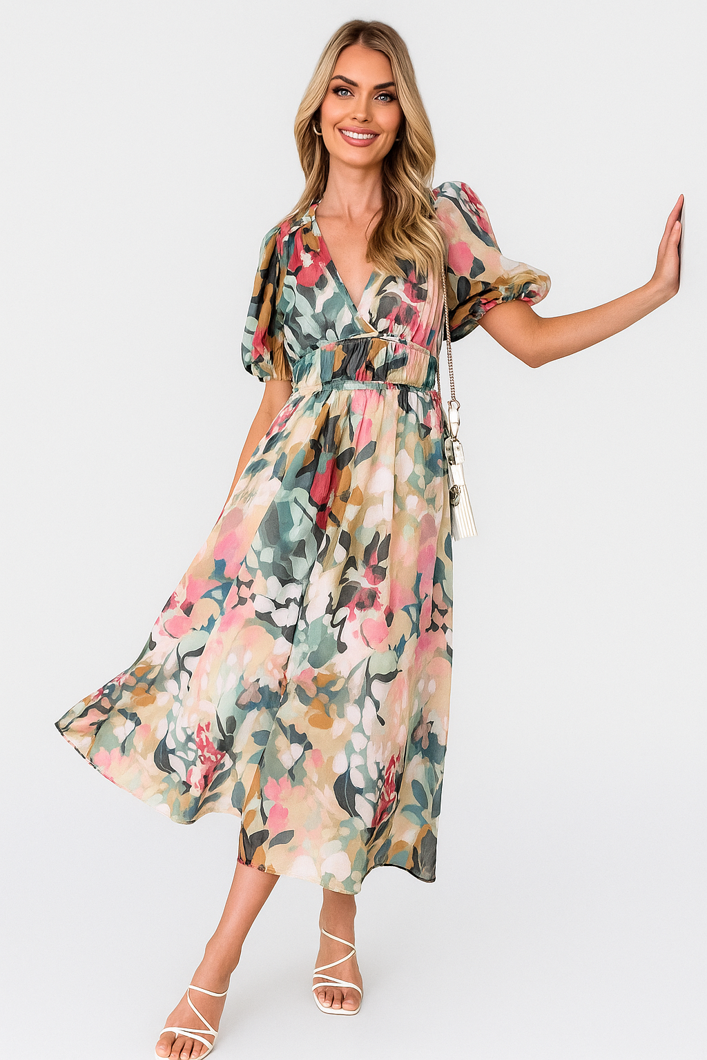 Juliette – Blumenmuster Midikleid für zeitlosen Alltagsstil