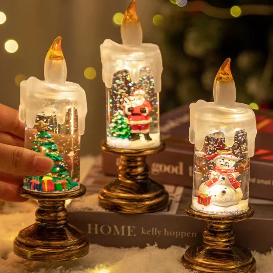 Dekorationen für den Kamin mit Weihnachtslichtern