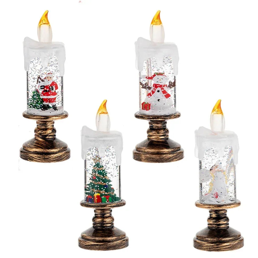 Dekorationen für den Kamin mit Weihnachtslichtern
