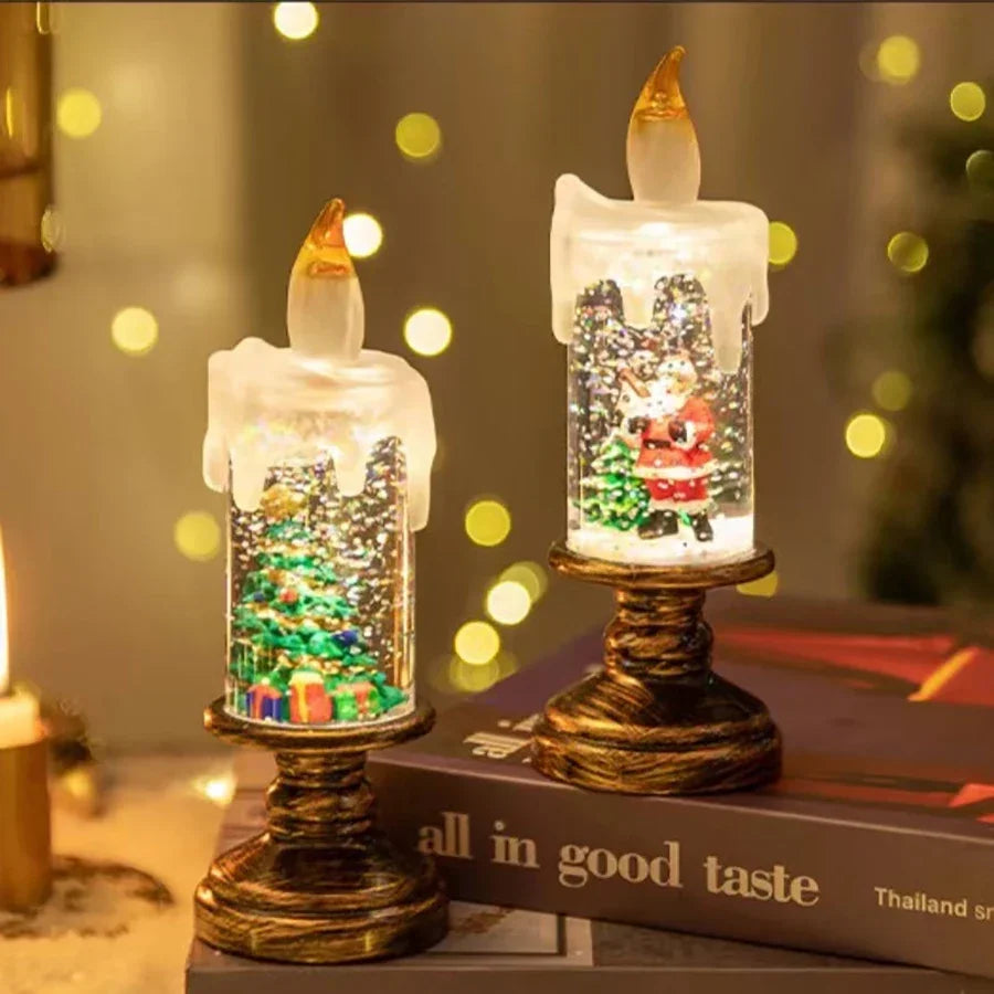 Dekorationen für den Kamin mit Weihnachtslichtern