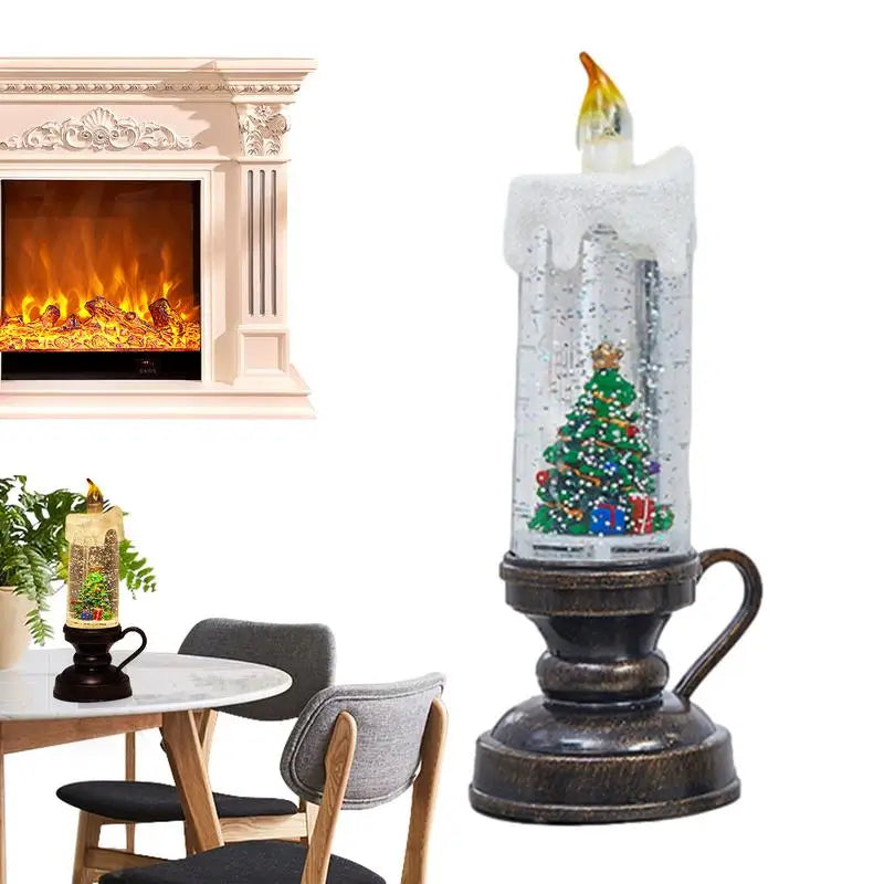 Julesne Flammeloses Stimmungslicht mit glitzerndem Schnee