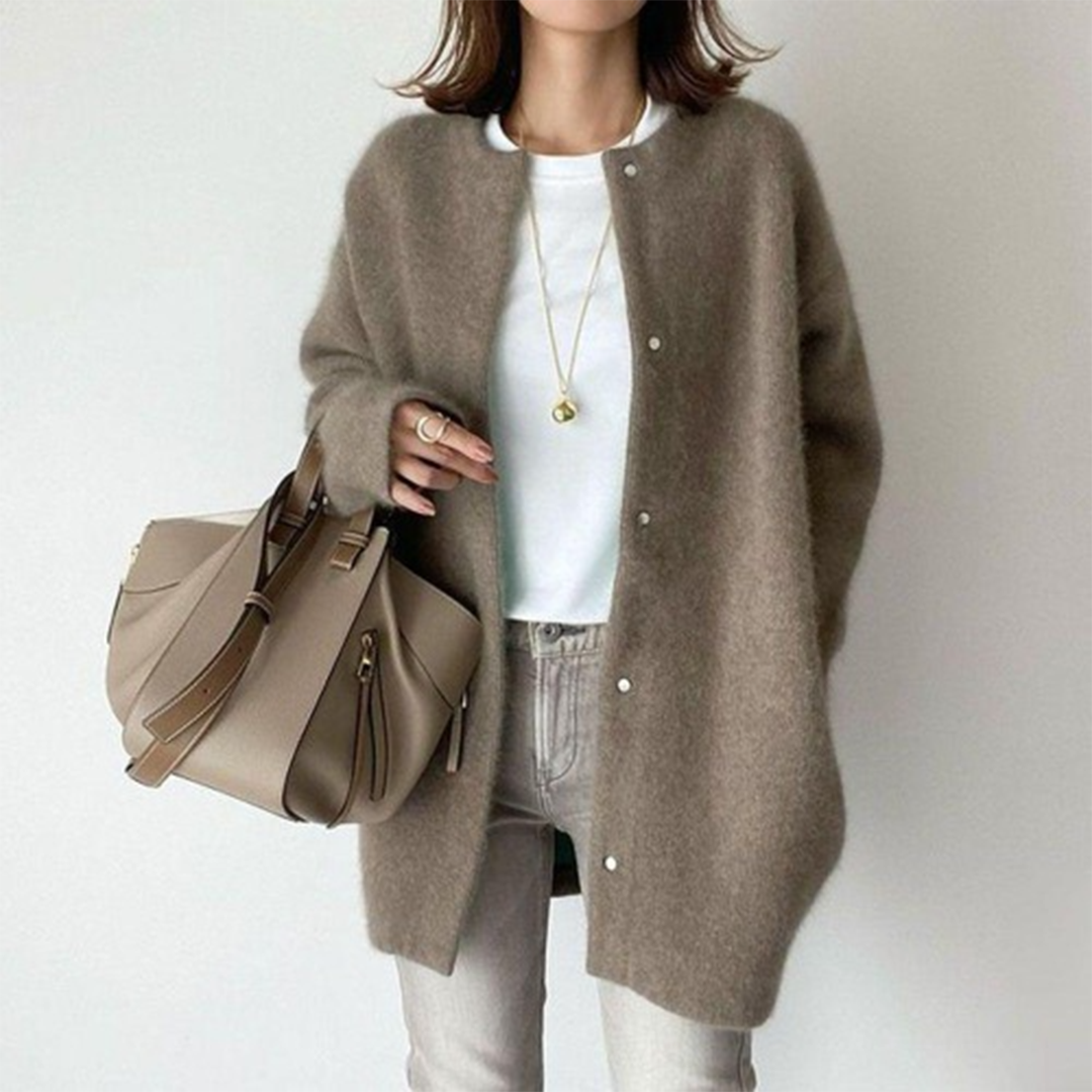 Sofia Elegante Langarm-Cardigan mit Taschen