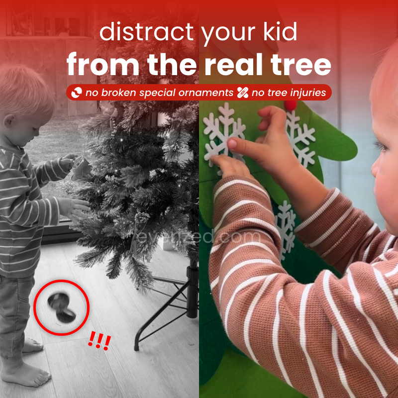 Filz-Weihnachtsbaum mit dekorativen Teilen