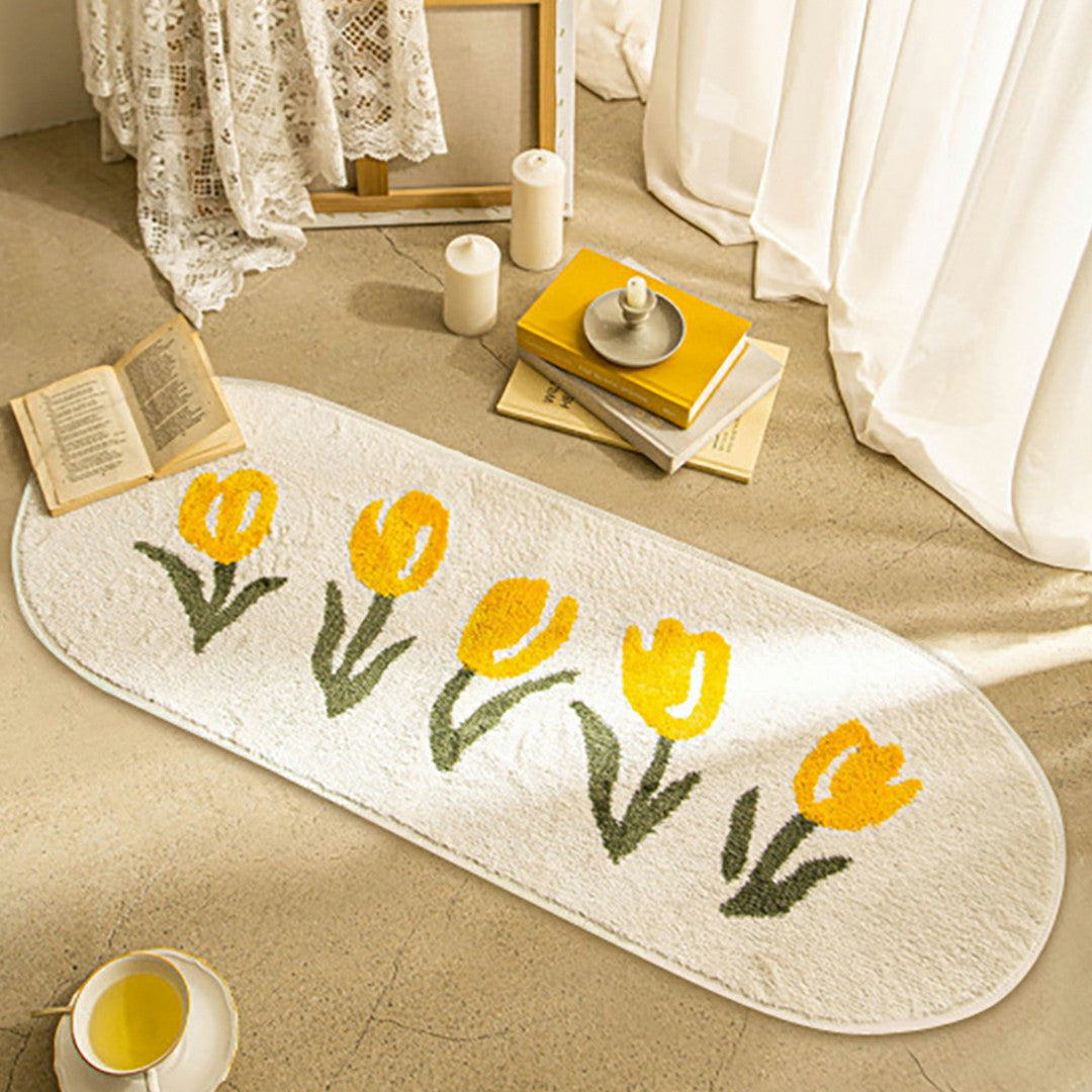 BlossomHaven - Eleganter ovaler Teppich mit Blumencharme für jeden Raum