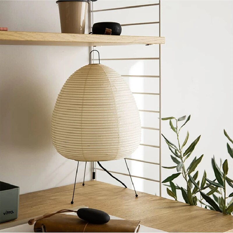AmbientGlow - moderne Mid-Century Rispapirbordlampe