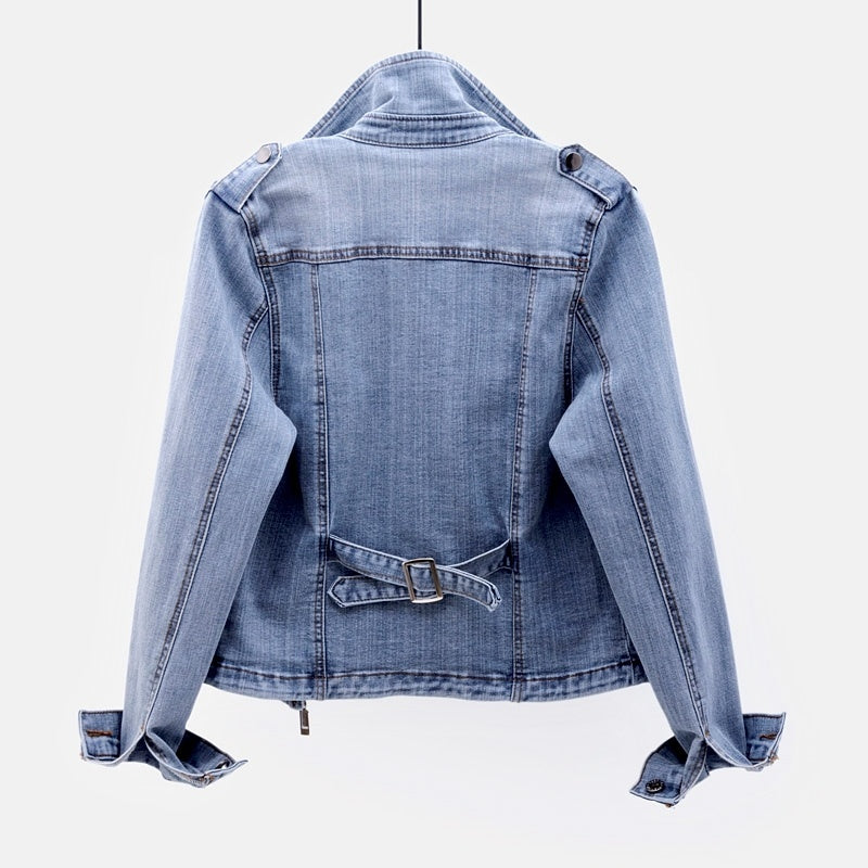 Herlene - Langärmelige Denimjacke mit Kragen und Reißverschluss