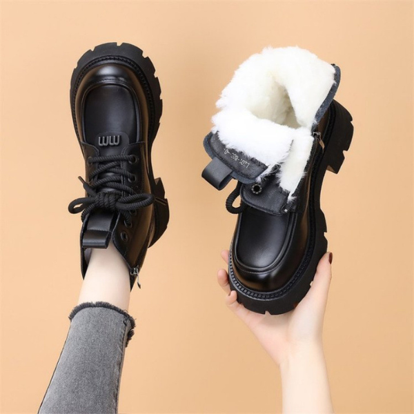 Asrid - Komfortable, pelzgefütterte und rutschfeste Stiefeletten mit seitlichem Reißverschluss