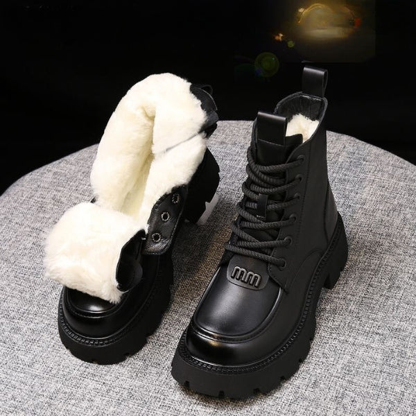 Asrid - Komfortable, pelzgefütterte und rutschfeste Stiefeletten mit seitlichem Reißverschluss