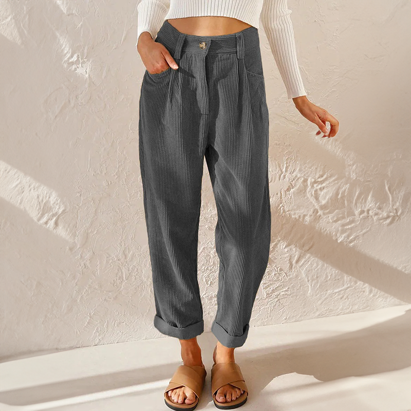Klair - Hochtaillierte Velours-Hosen mit lockerer Passform