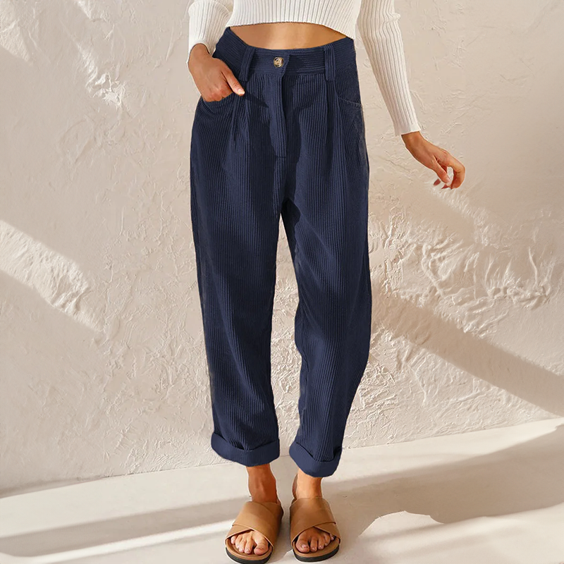 Klair - Hochtaillierte Velours-Hosen mit lockerer Passform