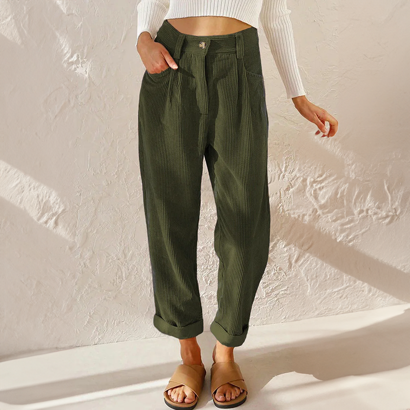 Klair - Hochtaillierte Velours-Hosen mit lockerer Passform