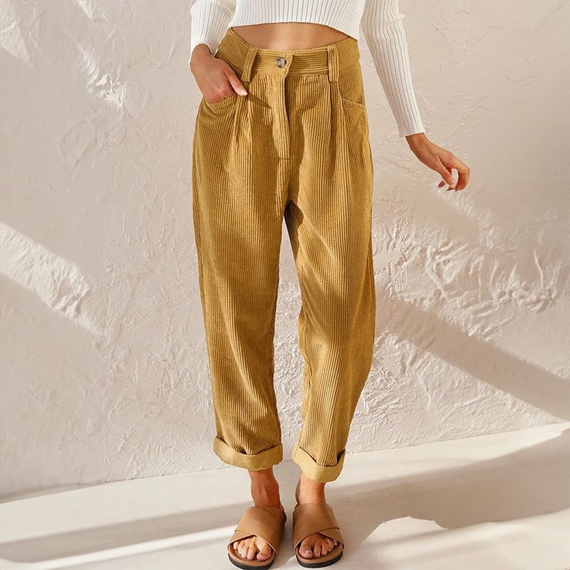 Klair - Hochtaillierte Velours-Hosen mit lockerer Passform