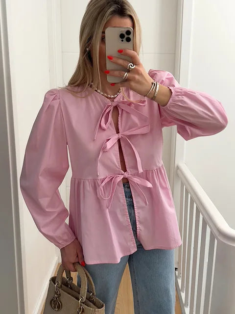 Olivia Bluse mit Schleifendetail