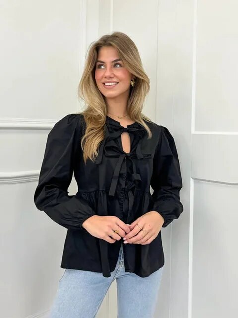 Olivia Bluse mit Schleifendetail