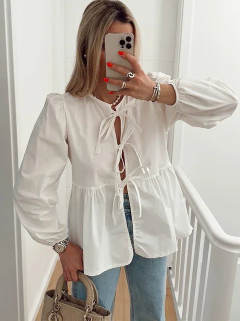 Olivia Bluse mit Schleifendetail