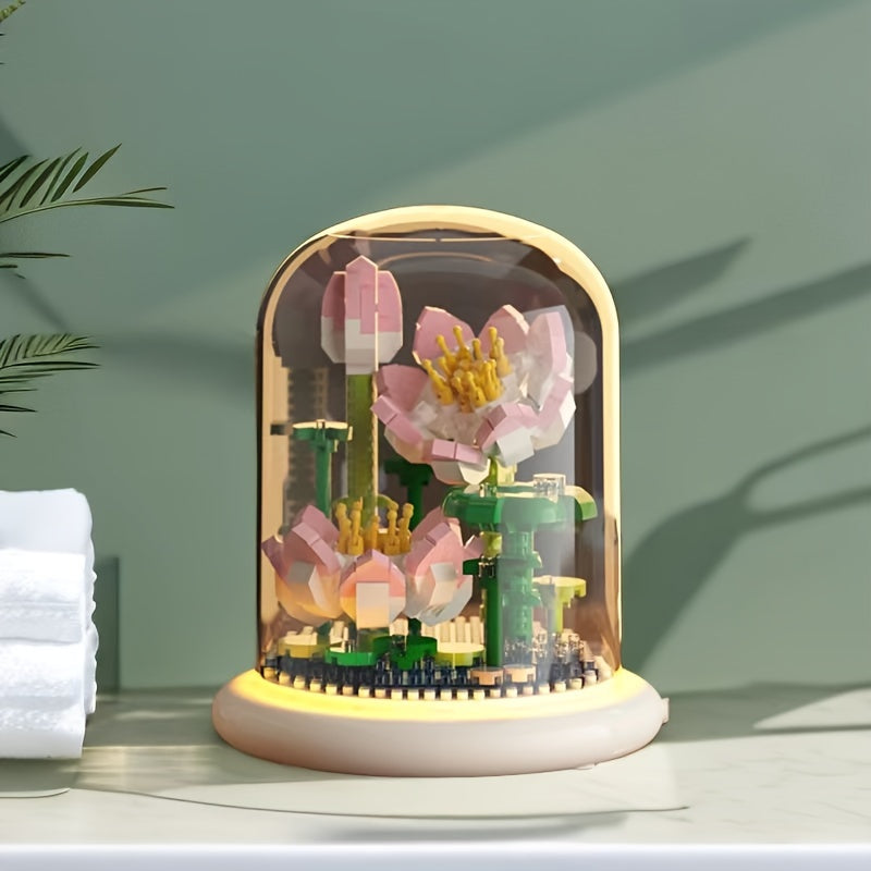 BloomGlow - LED-Glaskuppelleuchte mit konservierten Blumen