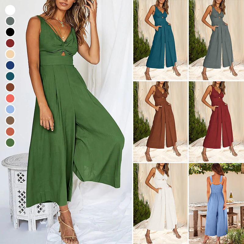 Sanne - Jumpsuit mit weitem Bein und V-Ausschnitt