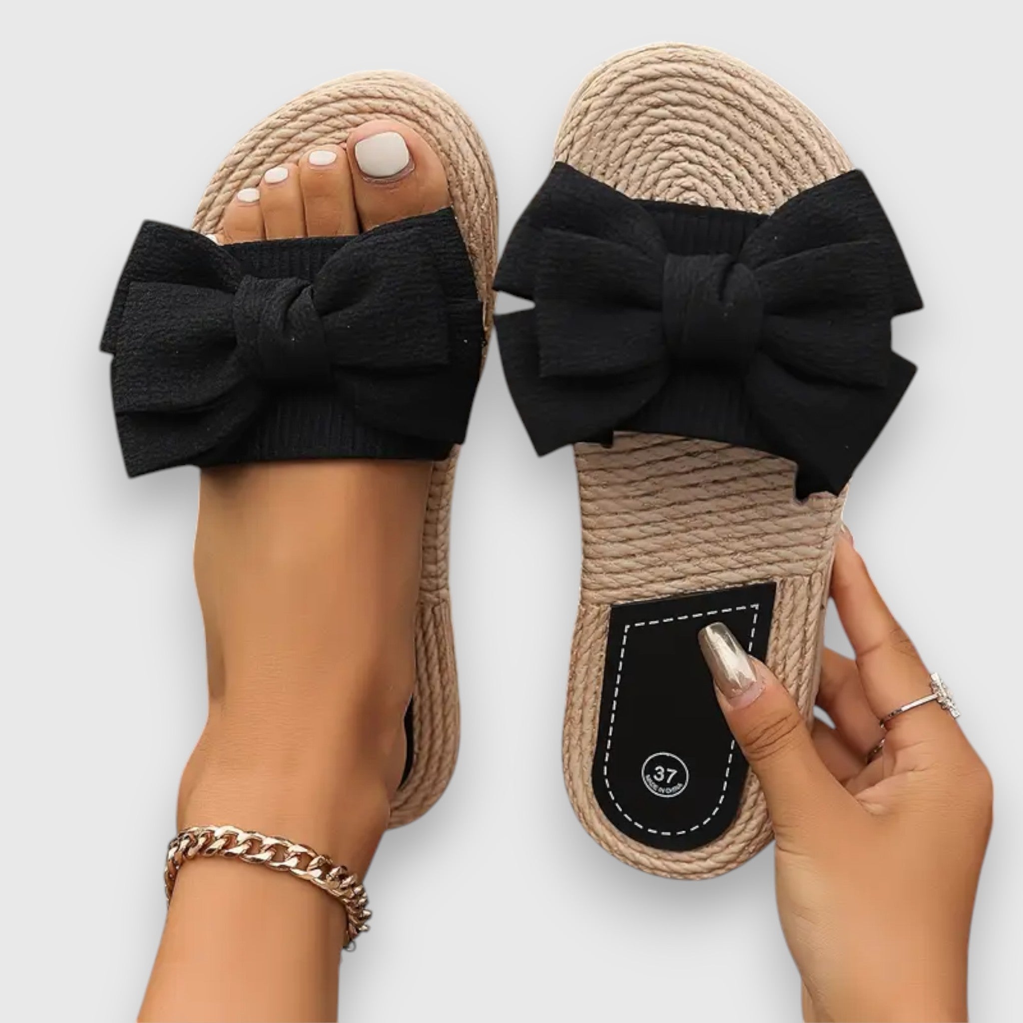 Stephanie - Smarte Schleifen-Knoten Slipper Sandalen