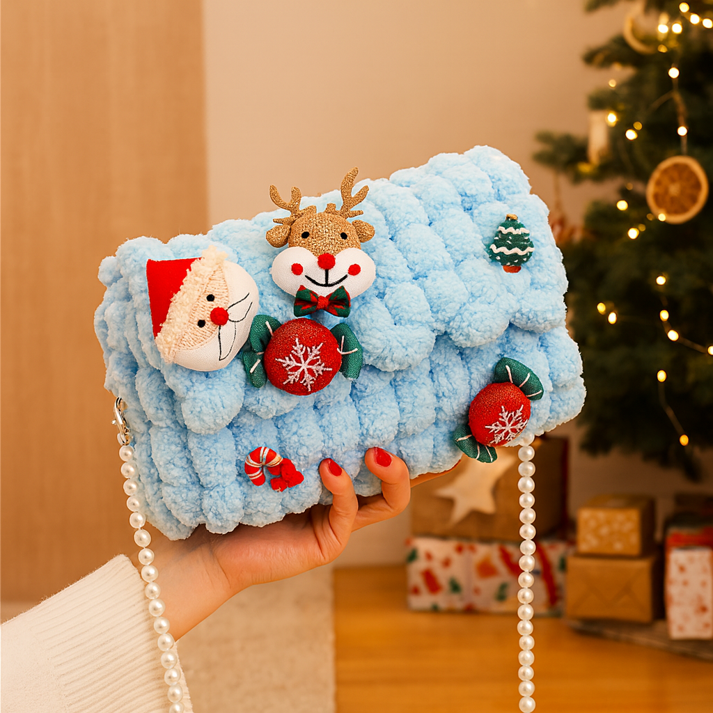 Glacienne | Weihnachts-Umhängetasche mit Pelzbesatz