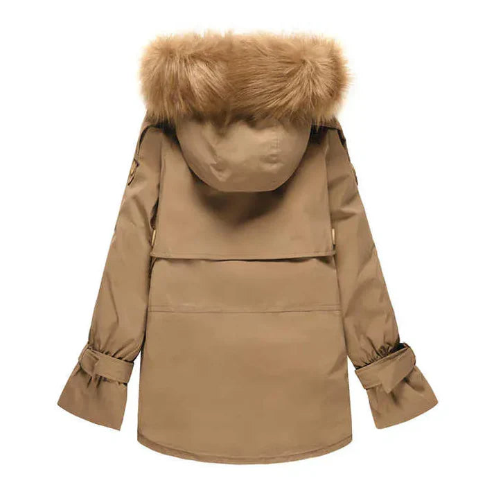 Sheena Langarm-Faux-Fur-Wintermantel mit Kapuze