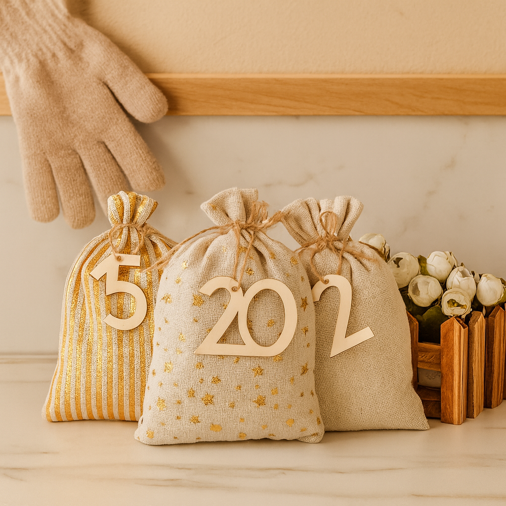 HollyHaven | Weihnachts-Adventskalender-Set aus Jutebeuteln
