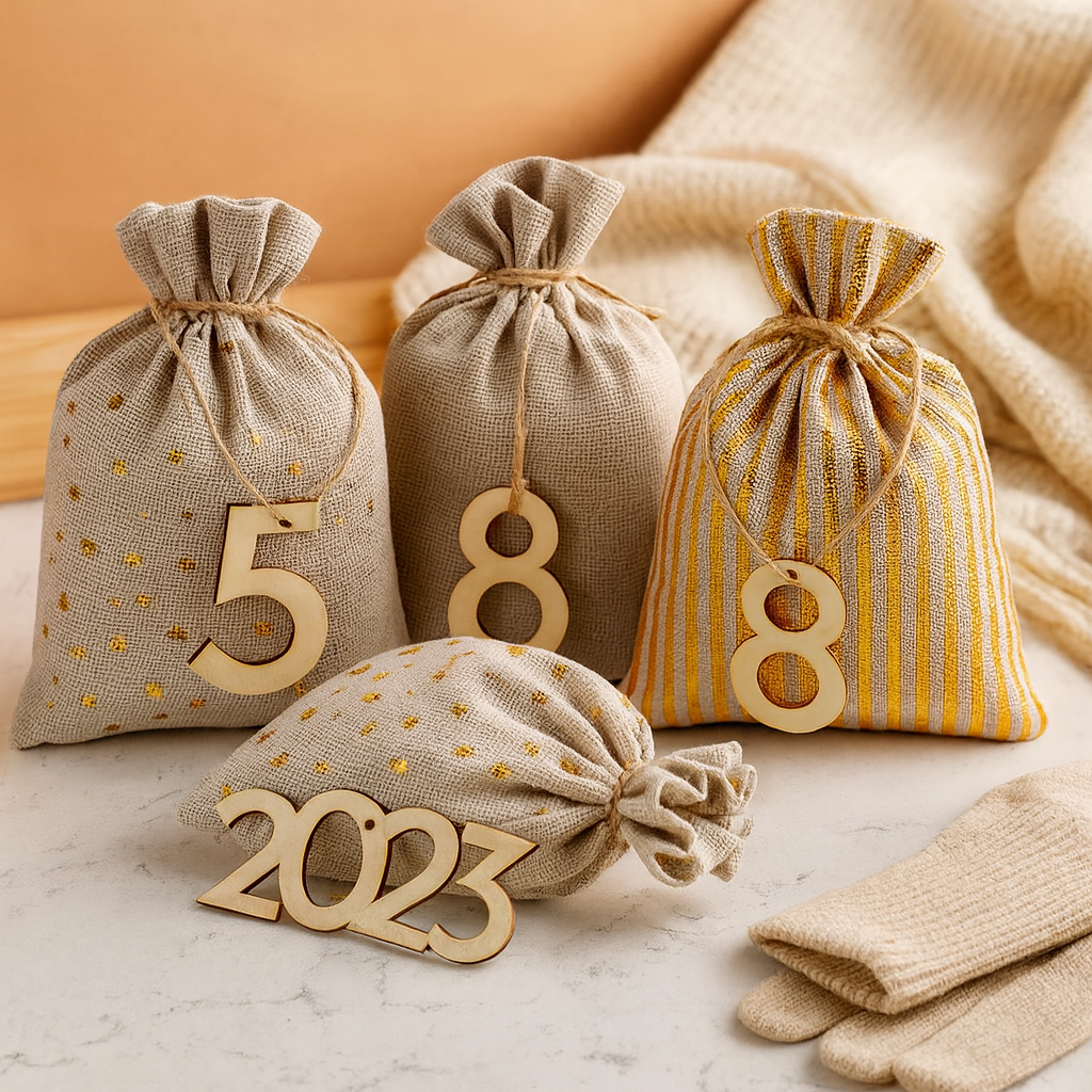 HollyHaven | Weihnachts-Adventskalender-Set aus Jutebeuteln