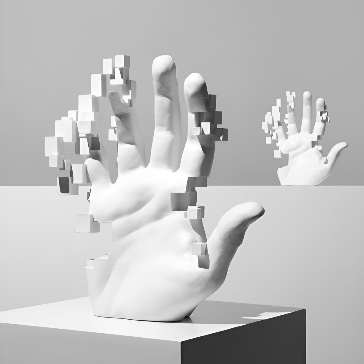 Mosaik - Abstrakt dekorierte Handstatue