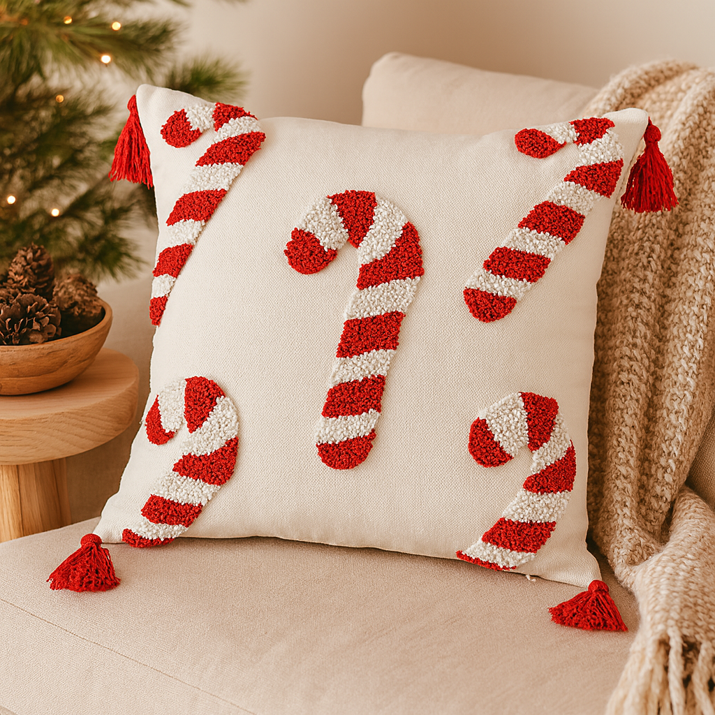 Jollora | Weihnachts-Kissenbezug mit Zuckerstangenmotiv